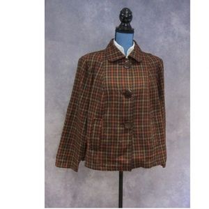 CJ Banks Brown & Orange Tweed Big Button Coat 1X